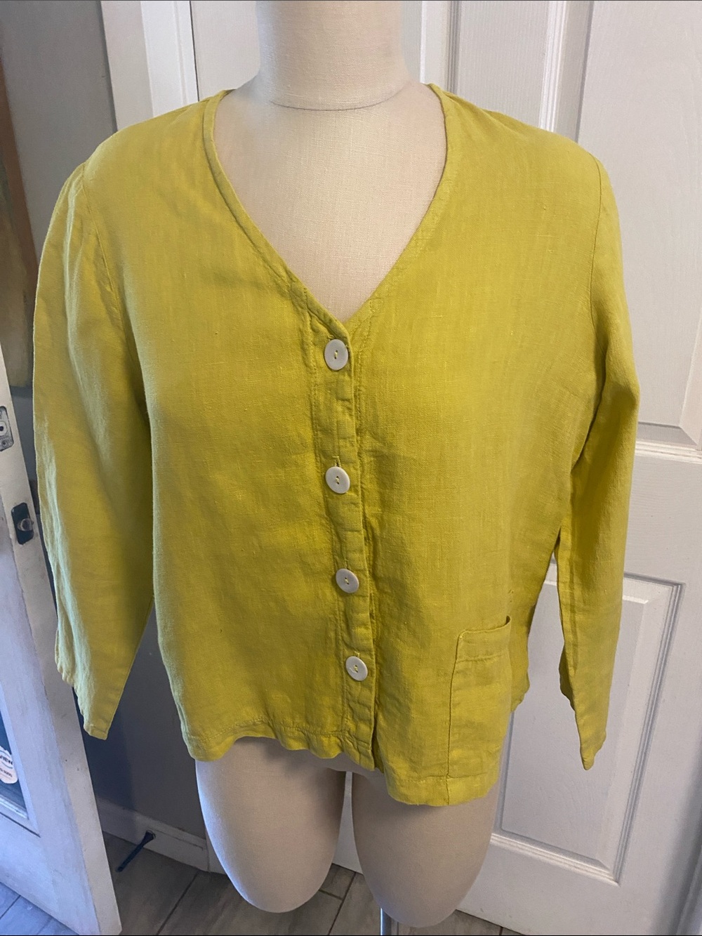 Fenini mustard yellow top size S 100% Linen
